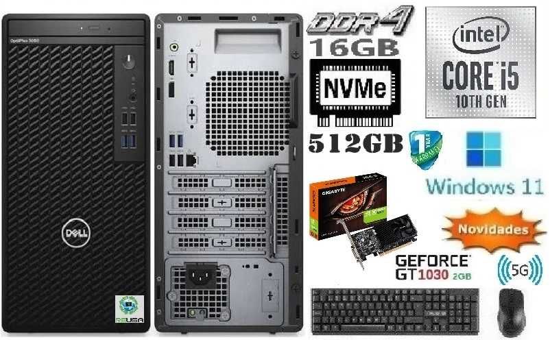 Pç GAMER DELL 3080 10ªG|i5-4.6G|16G|NVMe-512G+HDD500G|GT1030-2G|5G|W11