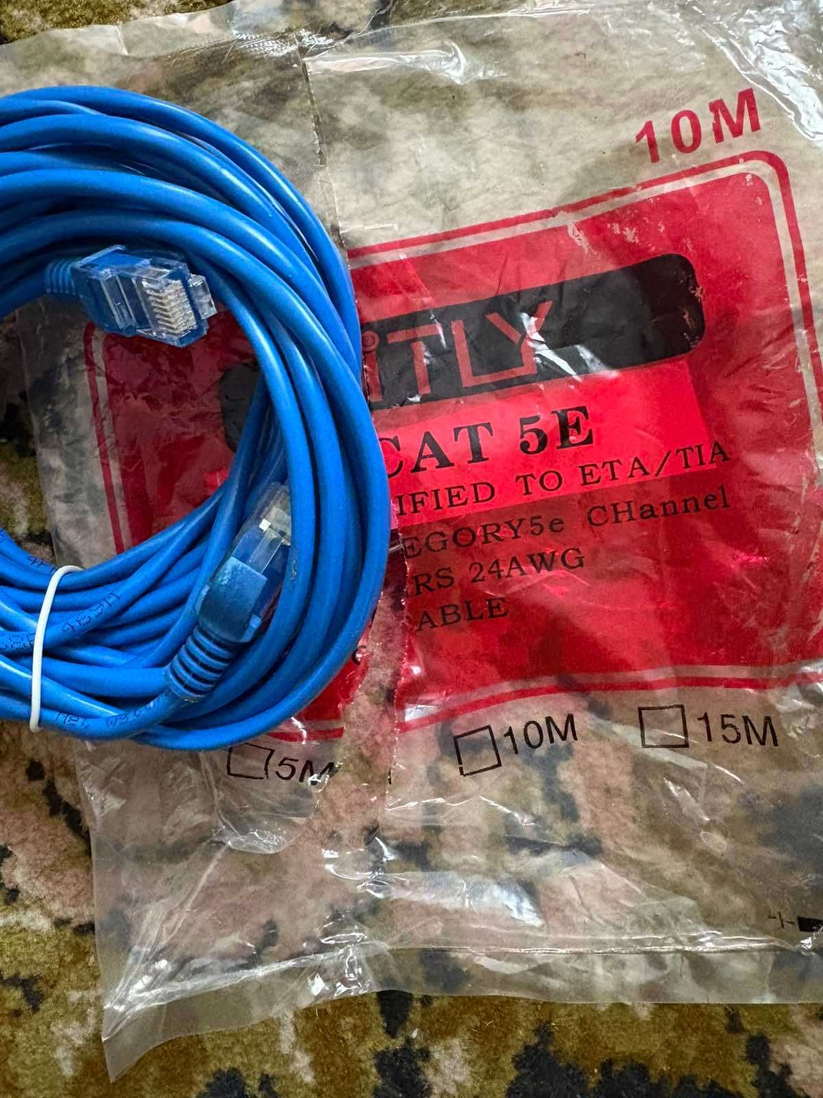Кабель для інтернету новий 10м Патч-корд  CAT5e RJ45