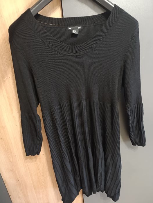 Чорна трикотажна сукню плаття в рубчик 46-48-50 розмір