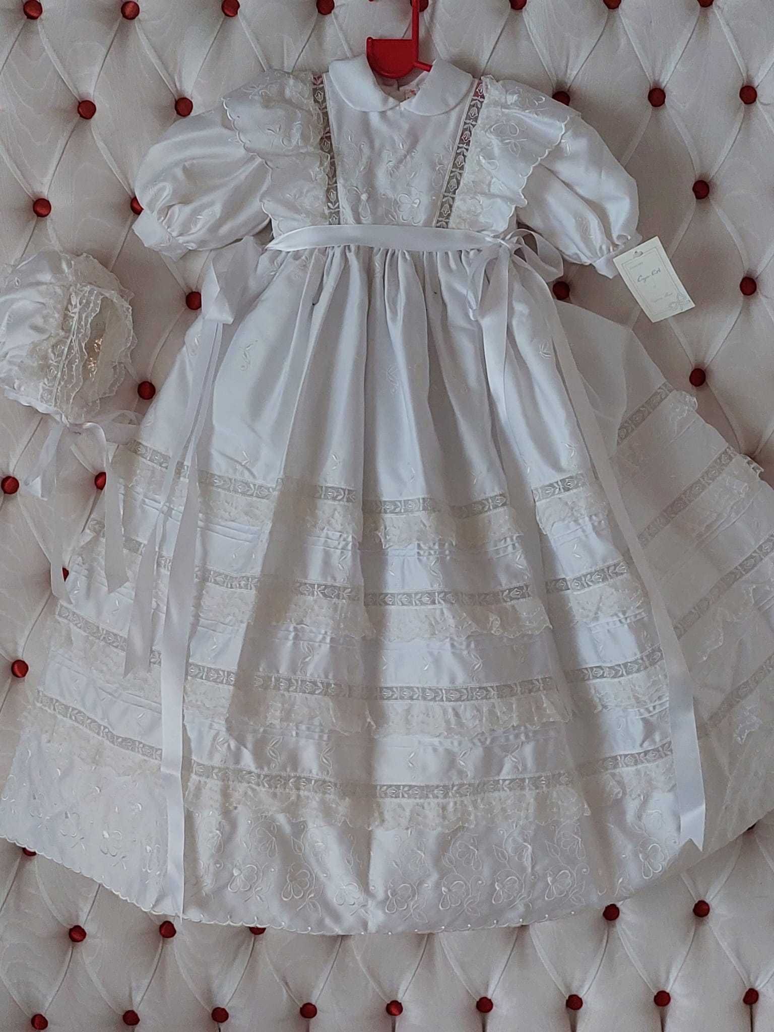 Vestido novo comprido de batizado branco bordado para menino e menina