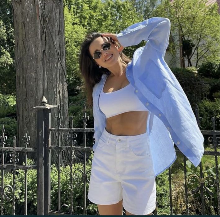 Білі джинсові шорти мом від Zara