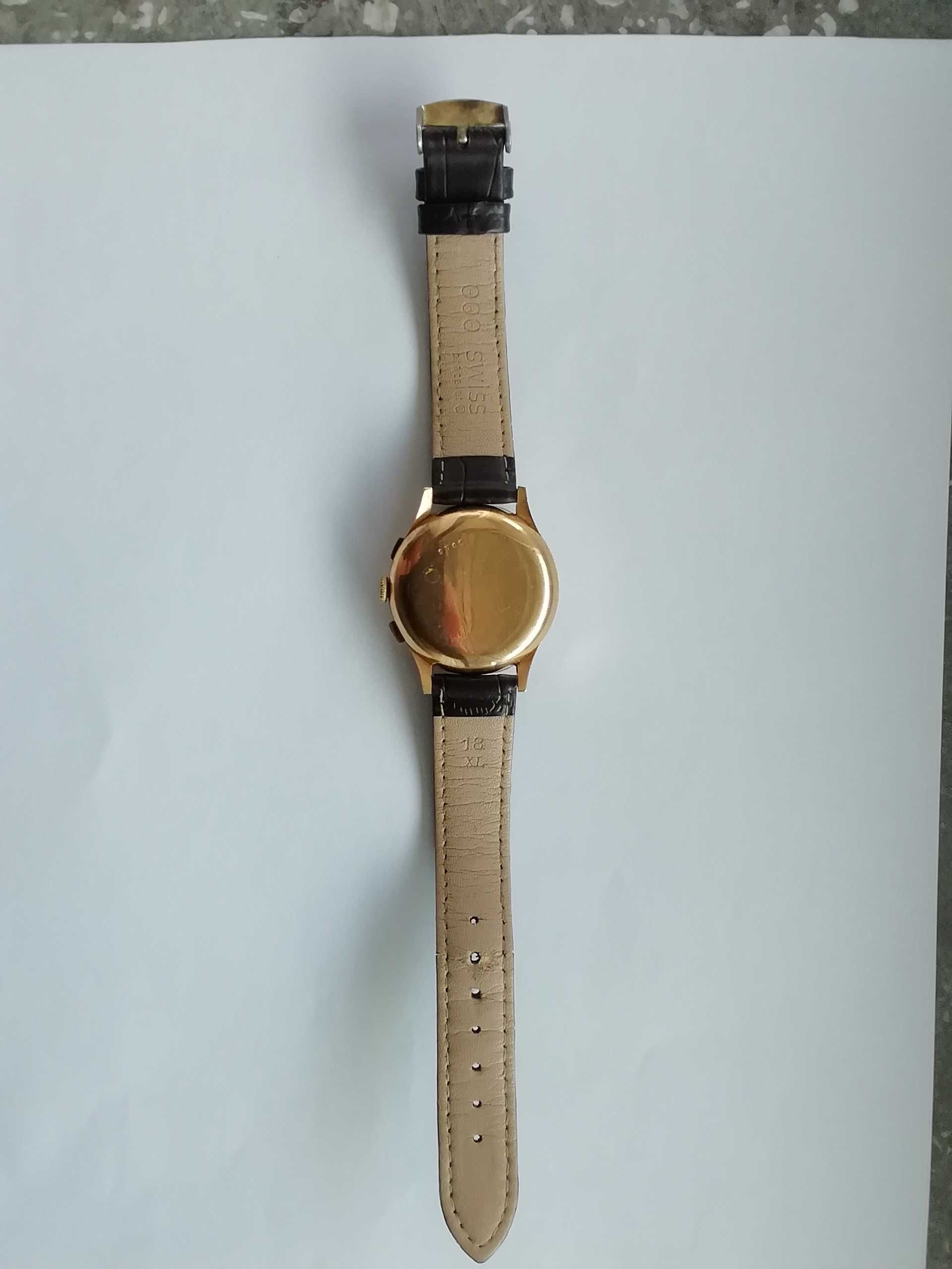 Zegarek męski złoty 18 K szwajcarski ze stoperem , sprawny