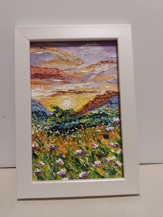 Obraz olejny w miniaturze w ramce 12.5 x 17.5 cm