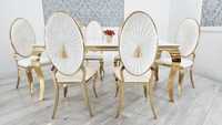 Jadalnia Stół 180 x 90 + 6 krzeseł Oval Premium GOLD