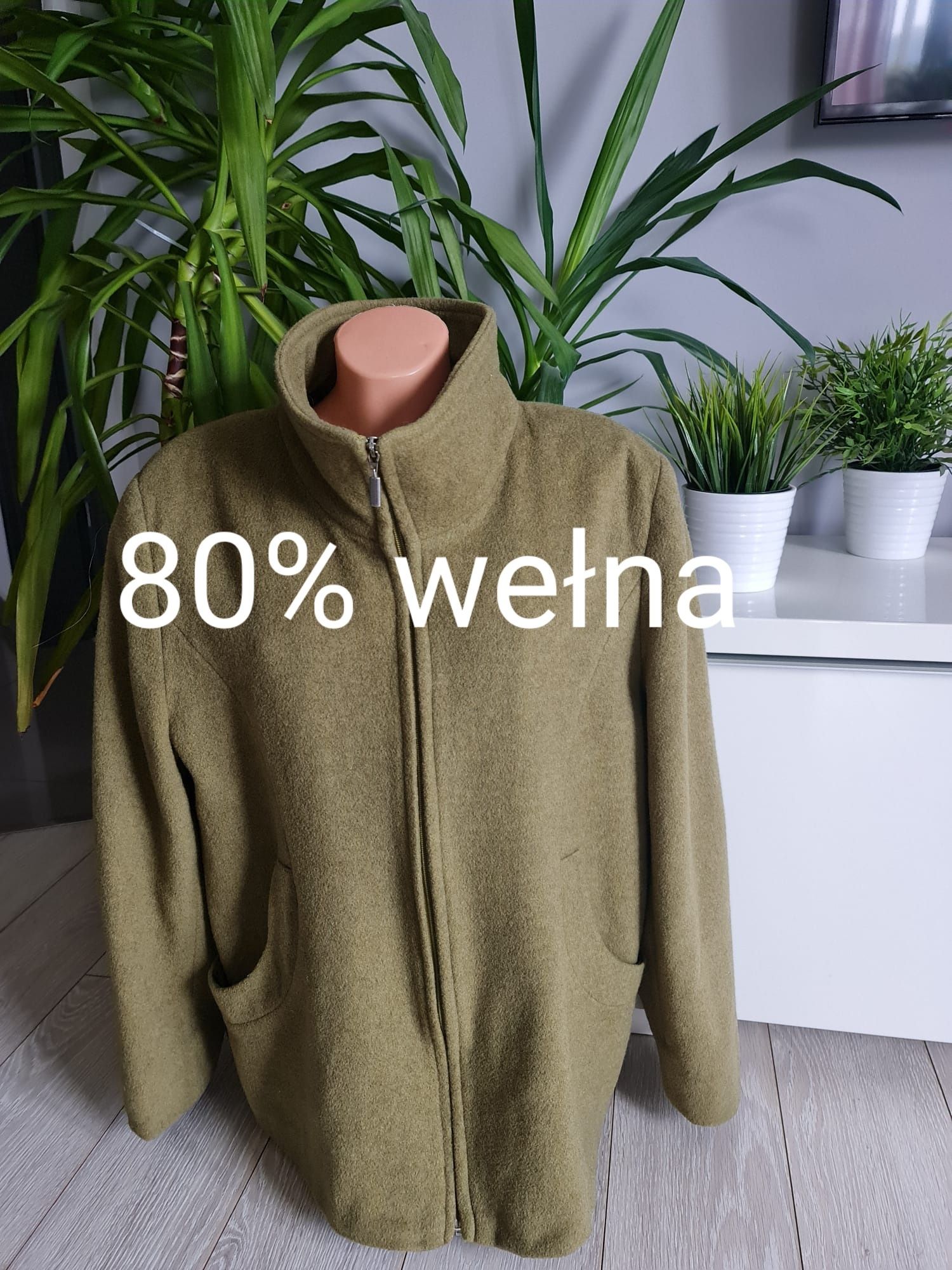 80% wełna kurtka płaszczyk ciepła rozmiar XL