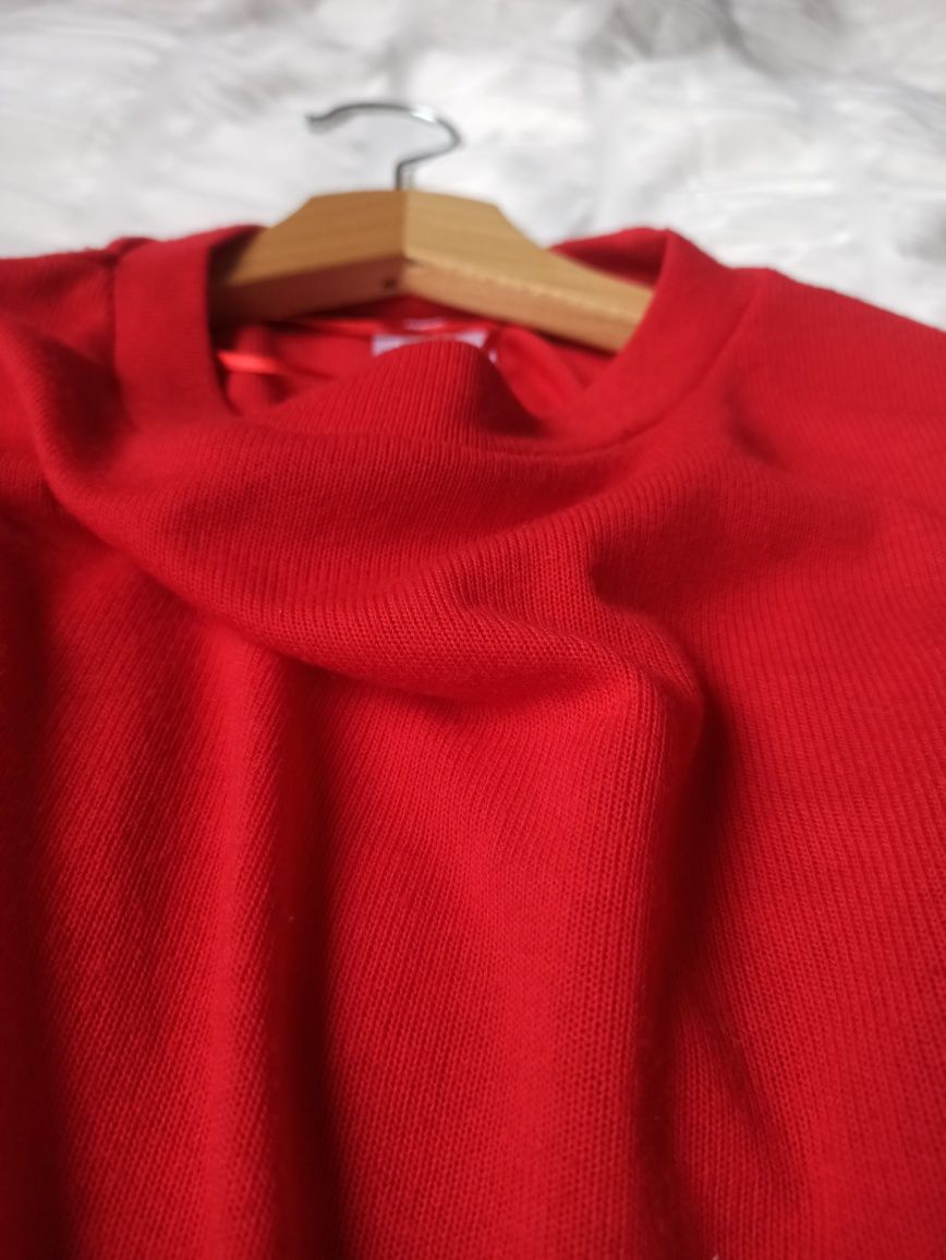 Sweter krótki do pasa oversize czerwony XS S 34 36