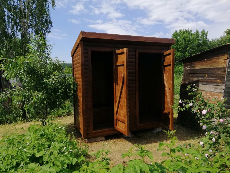 Дерев’яний туалет. Летняя душевая кабина. Дачный туалет. Душ+туалет.