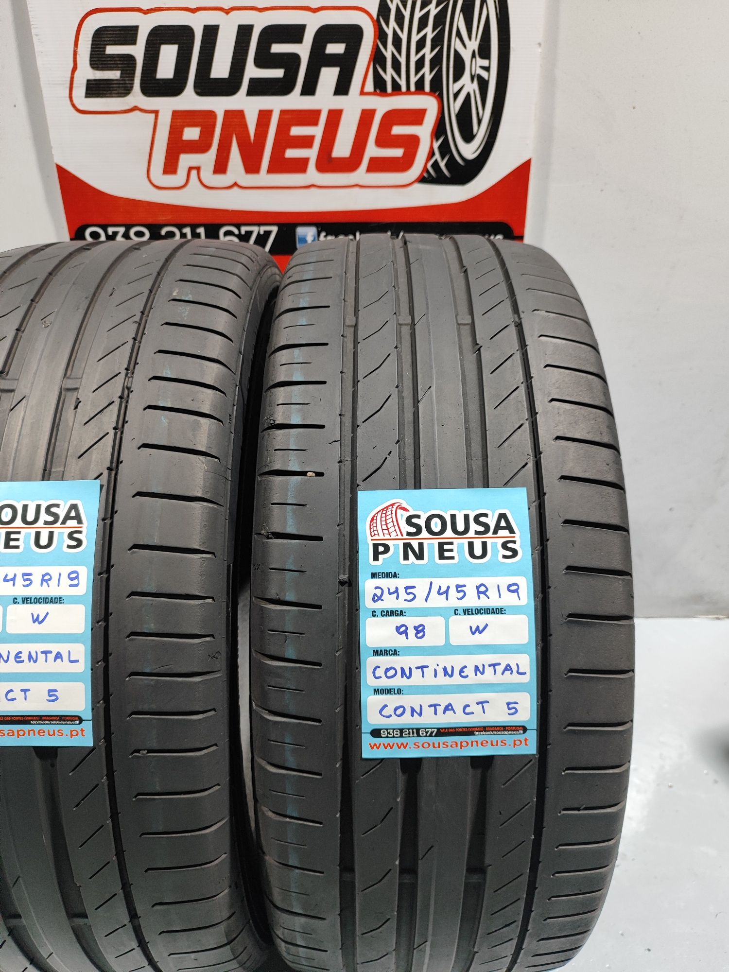2 pneus semi novos 245-45R19 Continental - Oferta dos Portes