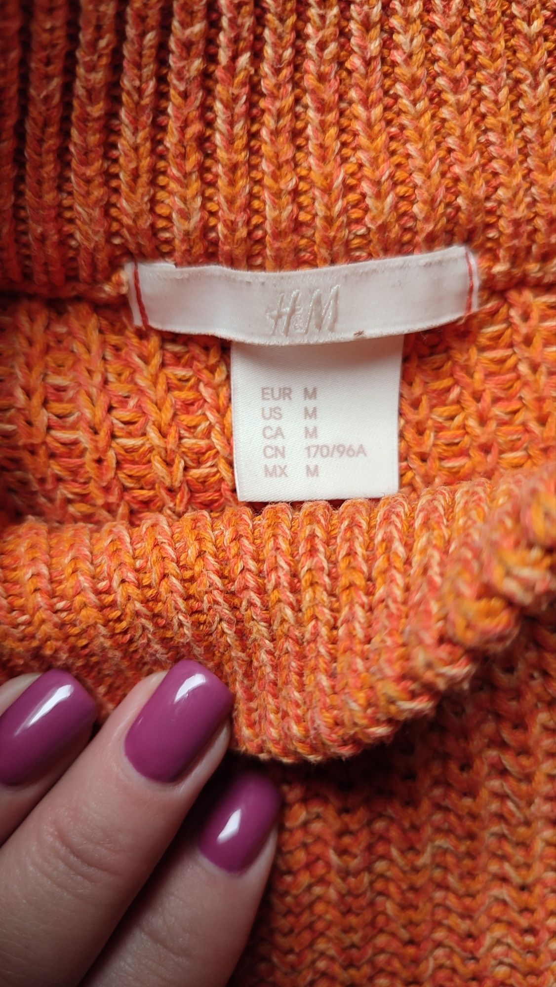 Sweterek oversize jesienny H&M rozmiar M pomarańczowy