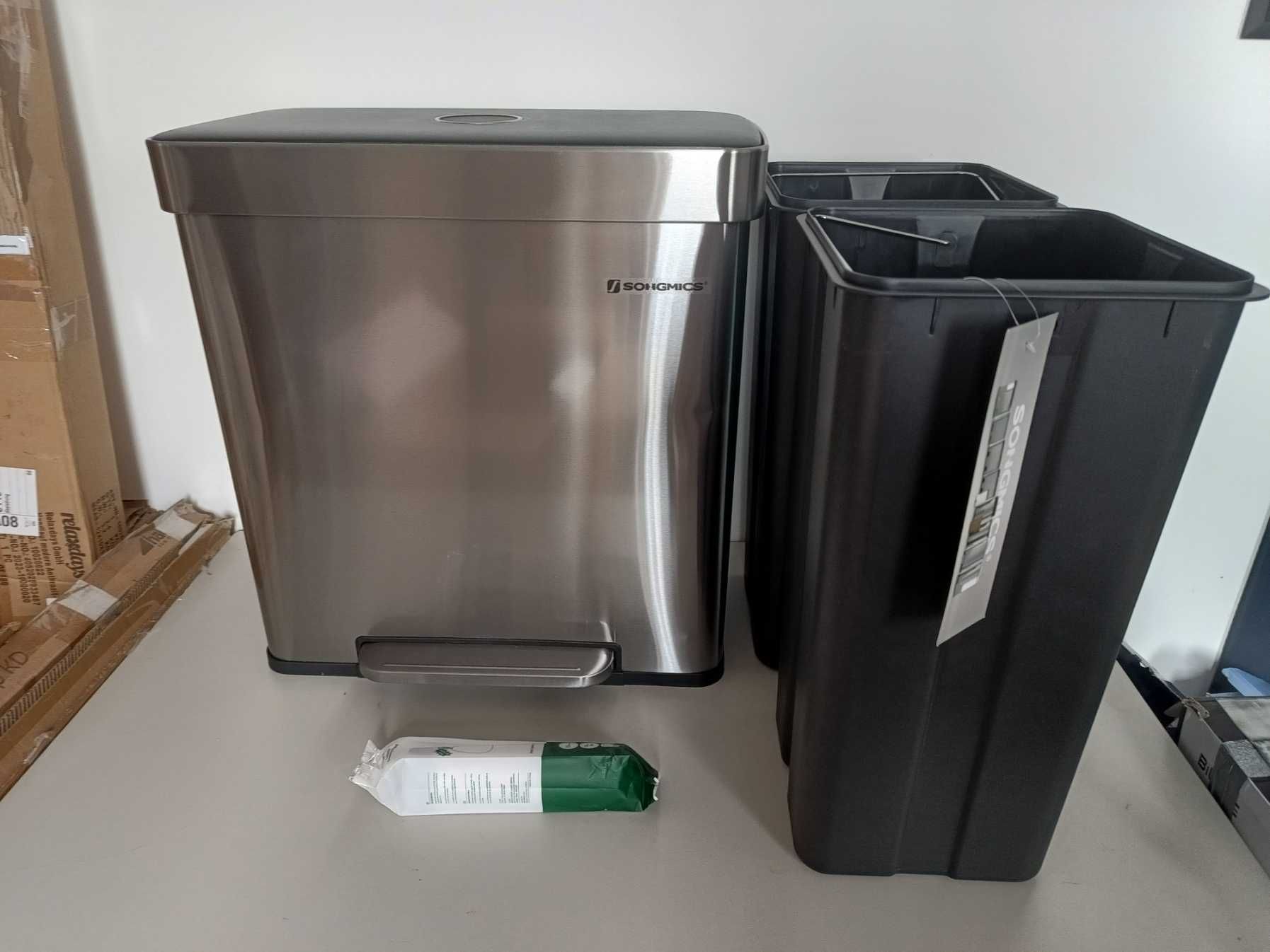 SONGMICS Kosz kuchenny na śmieci, 2 x 30 L, System segregacji odpadów,