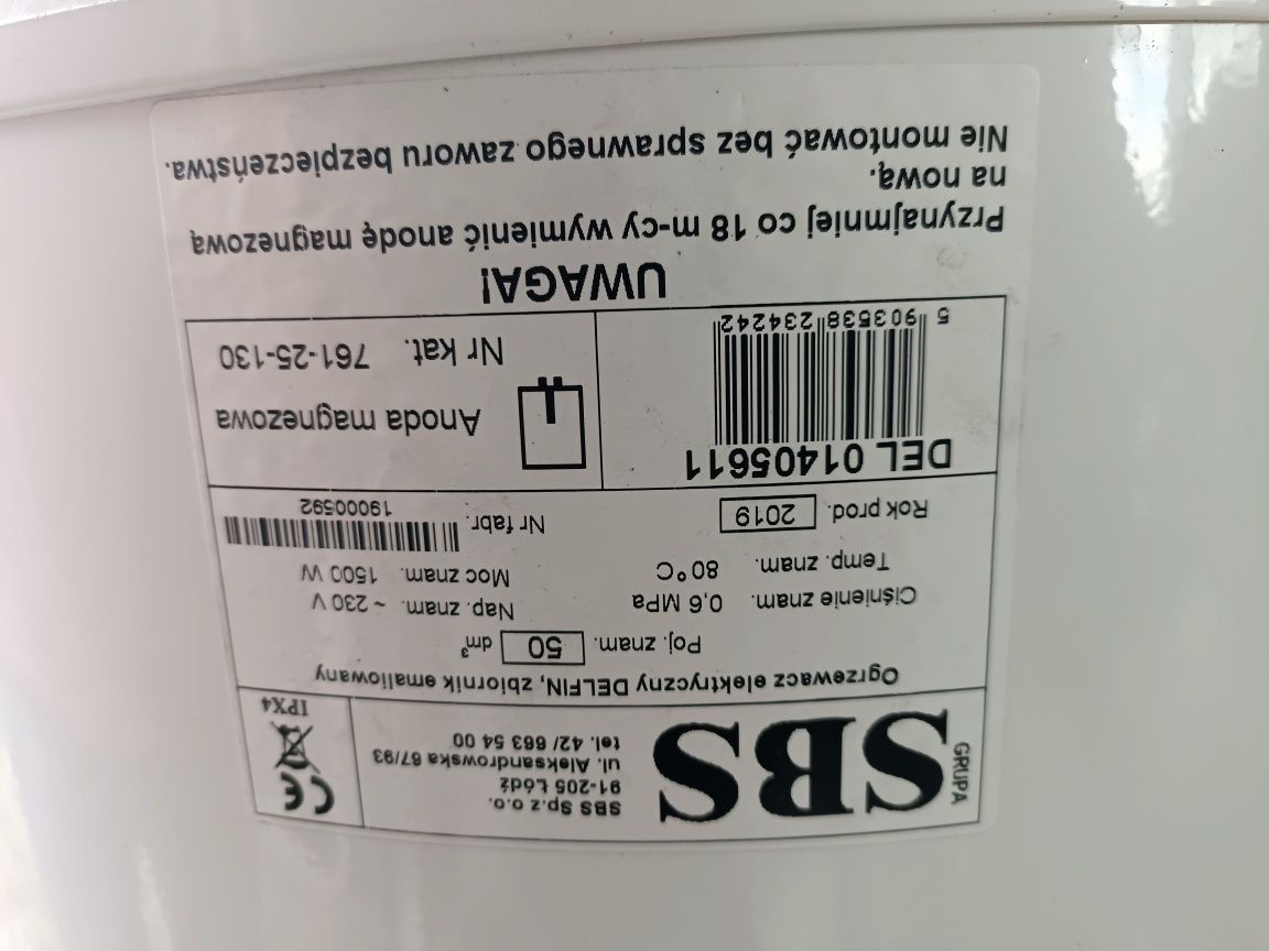 Podgrzewacz wody elektryczny Boiler Delfin SBS 50litrów.Prawie nowy.