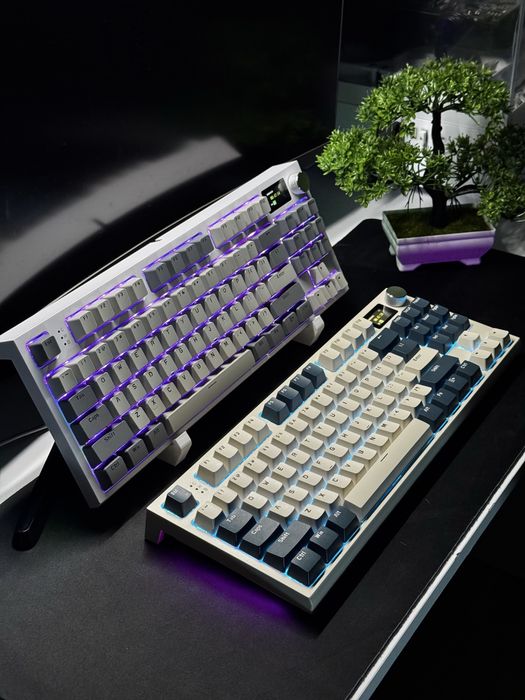 •Механічна клавіатура Attack Shark K86 Blue-White/Retro Grey•