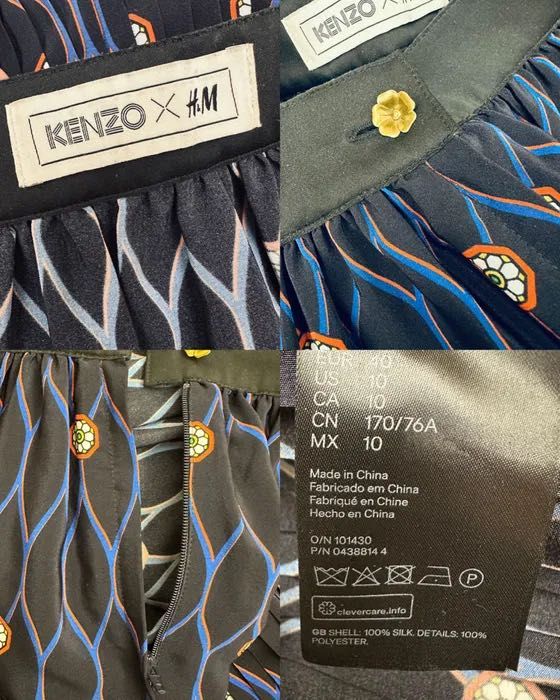 Шовкова міні спідниця синя KENZO & H&M літня юбка пышная летняя шелк М
