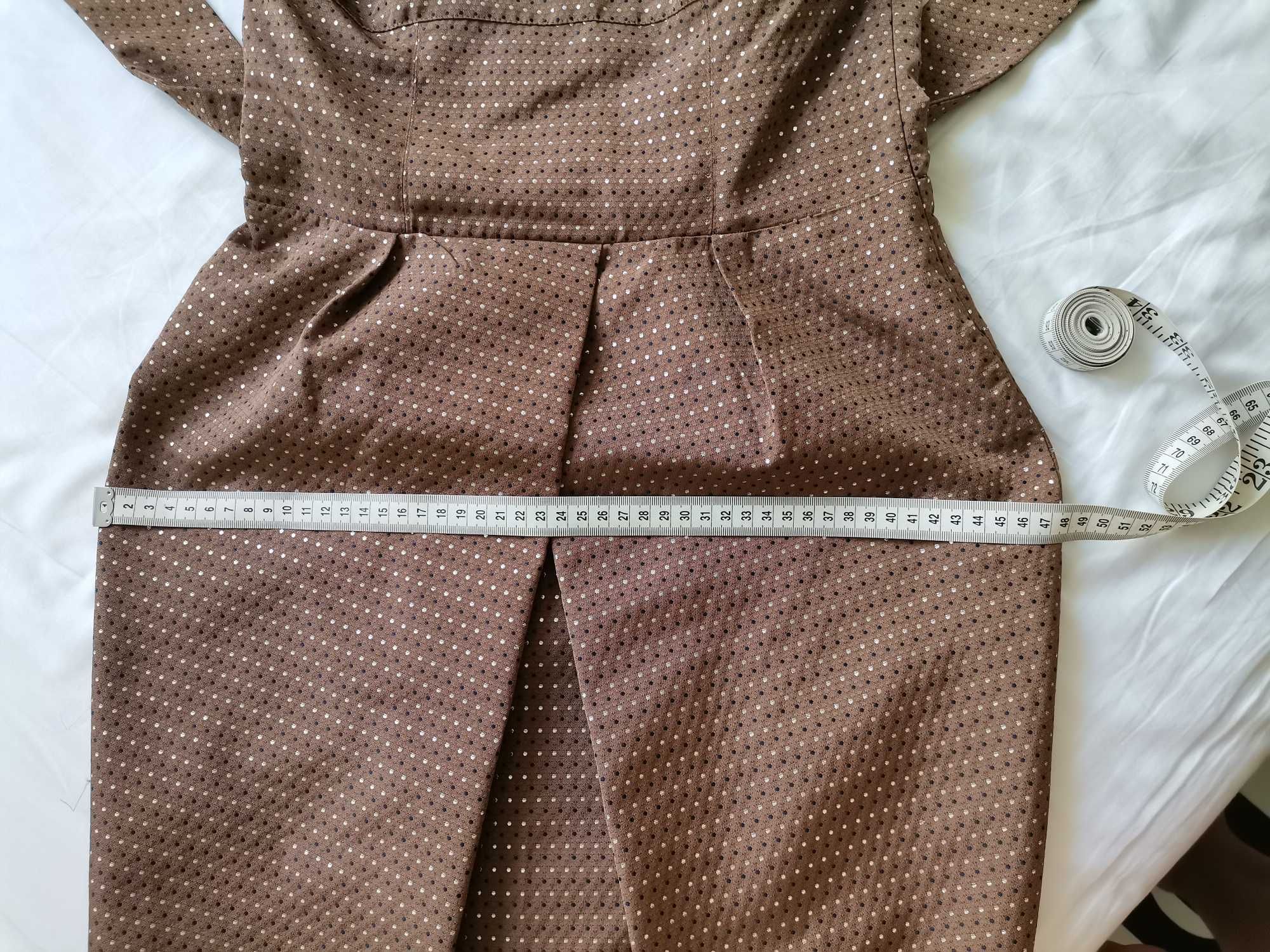 Sukienka Zara Basic brązowa z paskiem