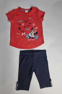 Podkoszulek t-shirt czerwony Minnie i legginsy granatowe dla dziewczyn