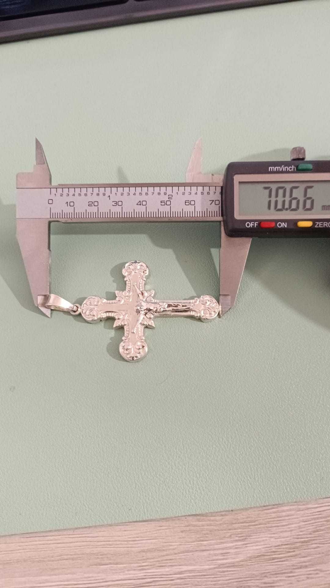 Duży srebrny krzyż męski, krzyżyk srebrny męski srebro 925, 27g, 7cm