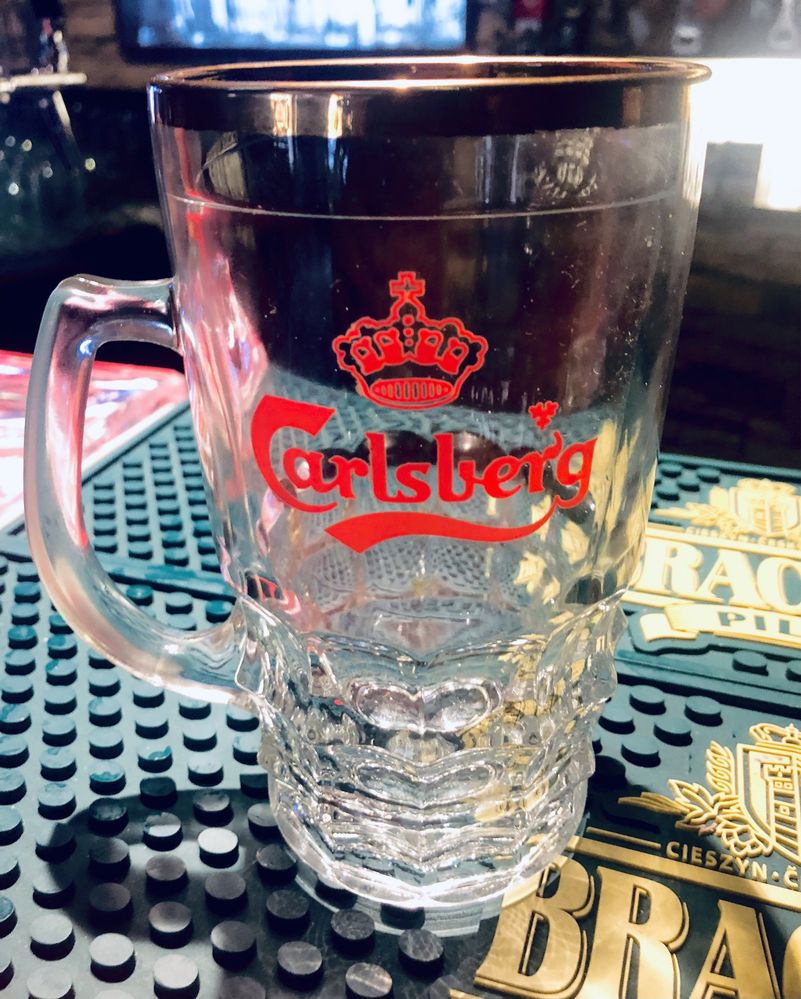 Kufel do piwa Carlsberg z lat 60 vintage Ravenhead