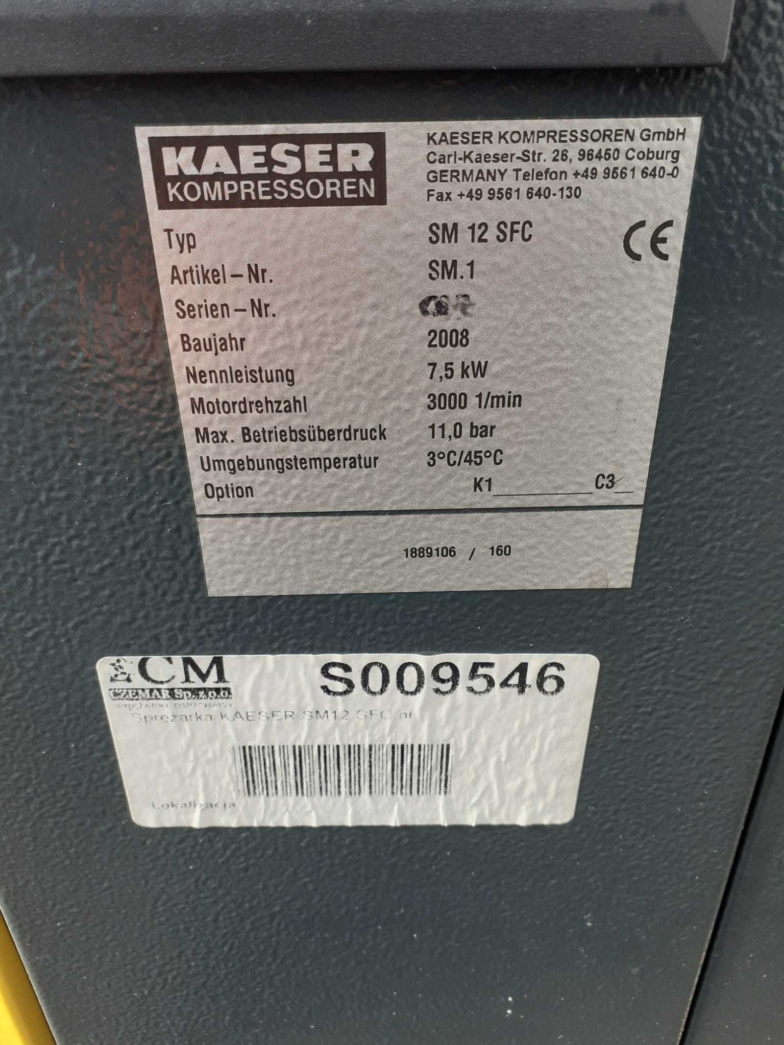 Sprężarka śrubowa kompresor Kaeser SM12 7,5KW 1,04m³ S009546