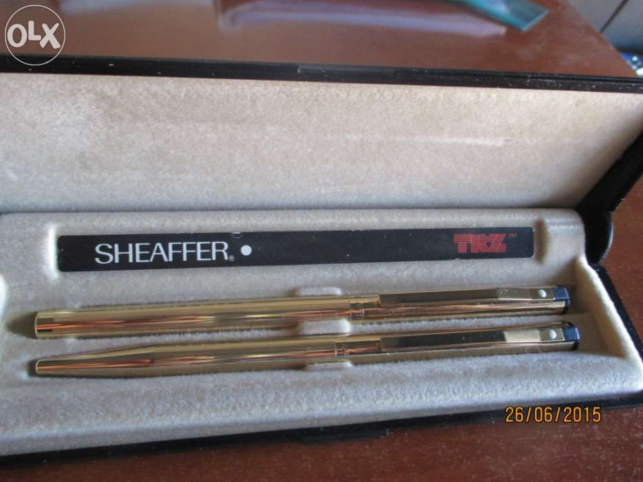 Caneta e esferográfica Sheaffer plaqueada a ouro