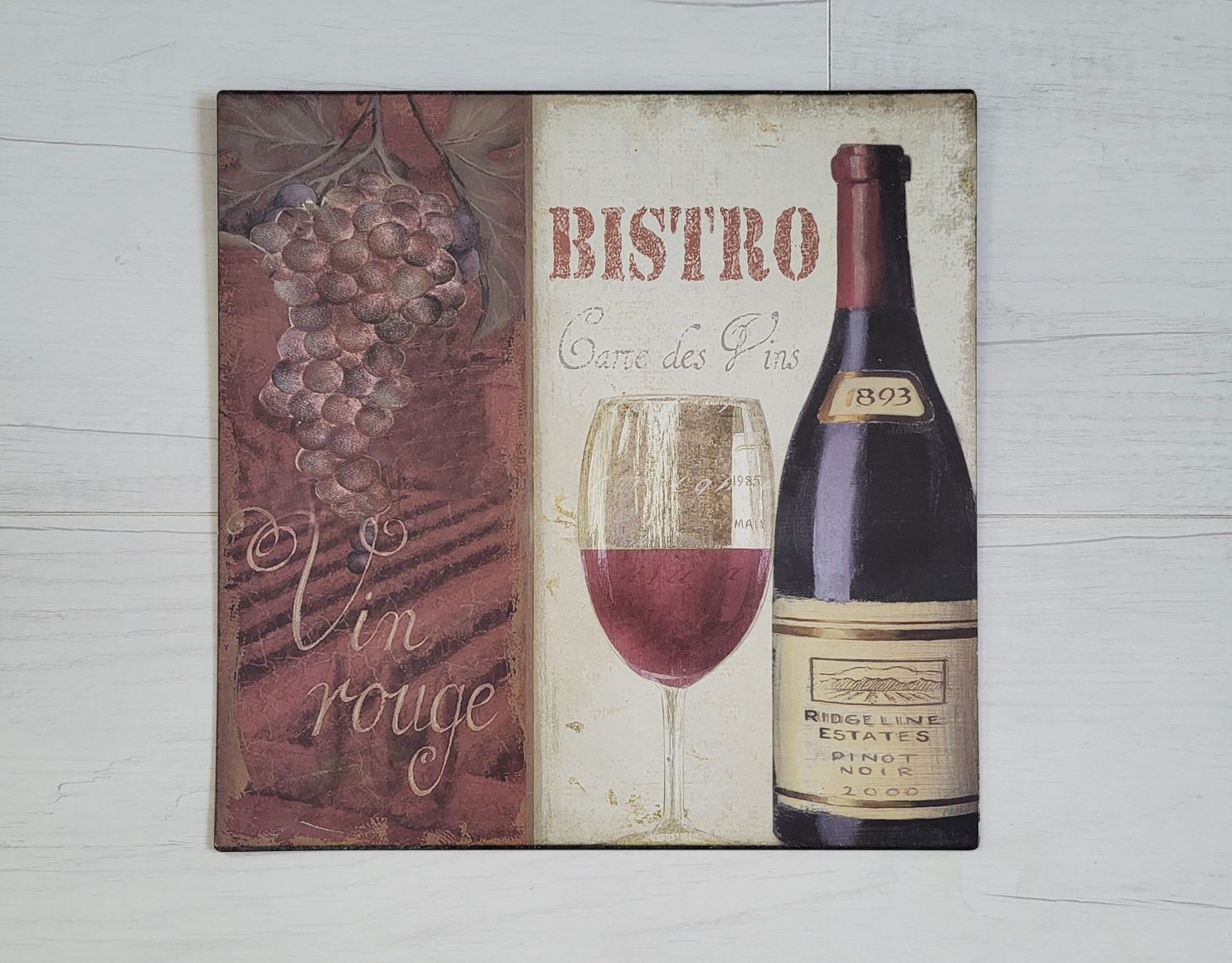 Obraz plakat tablica wino retro vintage metalowy restauracja kawiarnia