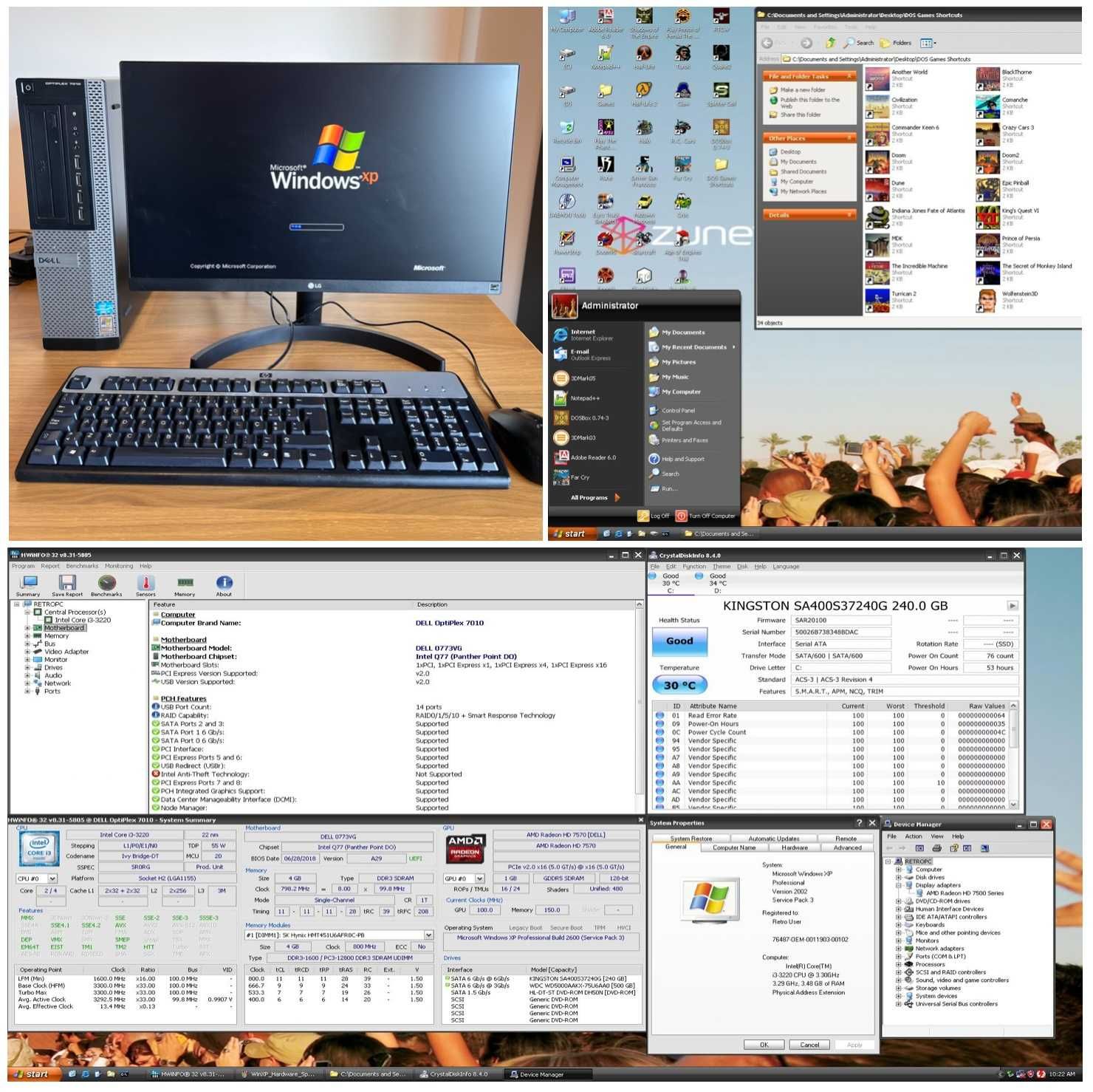 Computador Vintage Windows XP Retro Gaming Radeon SSD DOSBox TESTADO