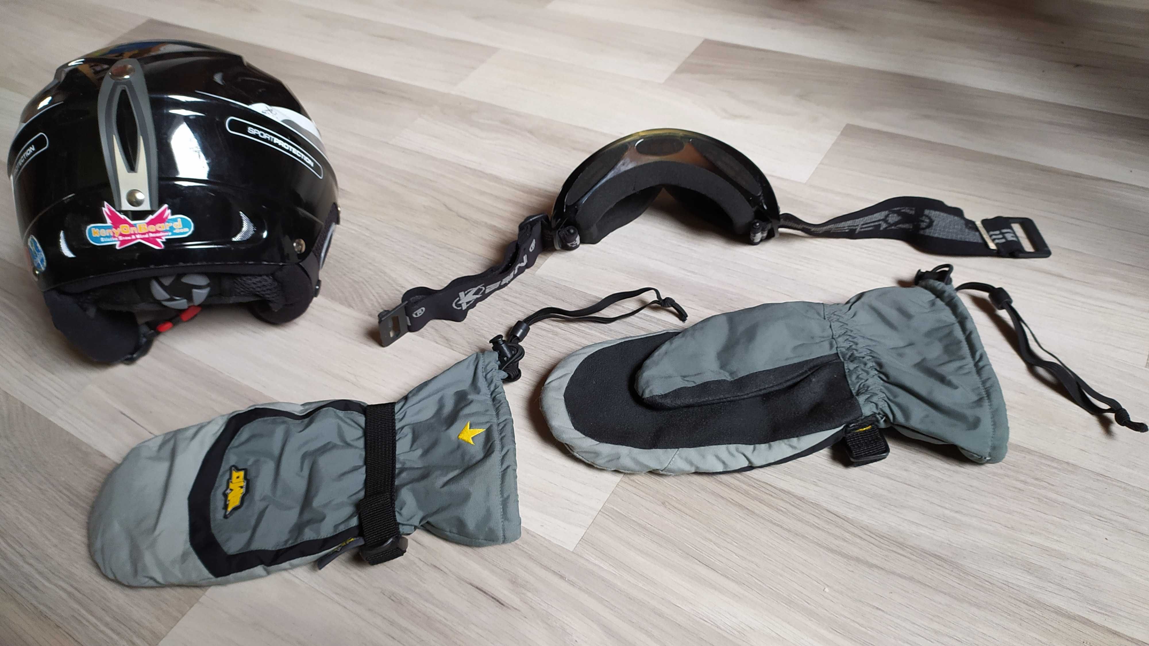 Zestaw kask s/m SKI SNB, rękawice GMC jednopalczaste L, gogle Keen M