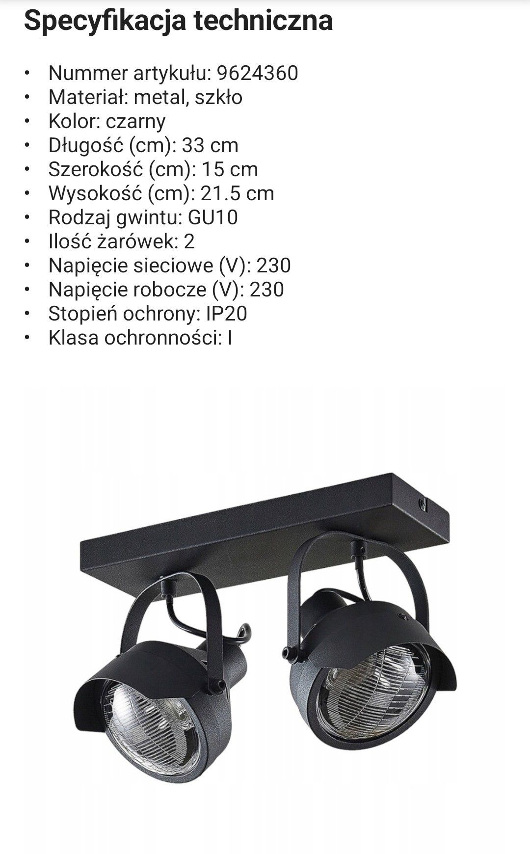 Lindby Spot sufitowy Henega, reflektor, czarny, 2-pkt.