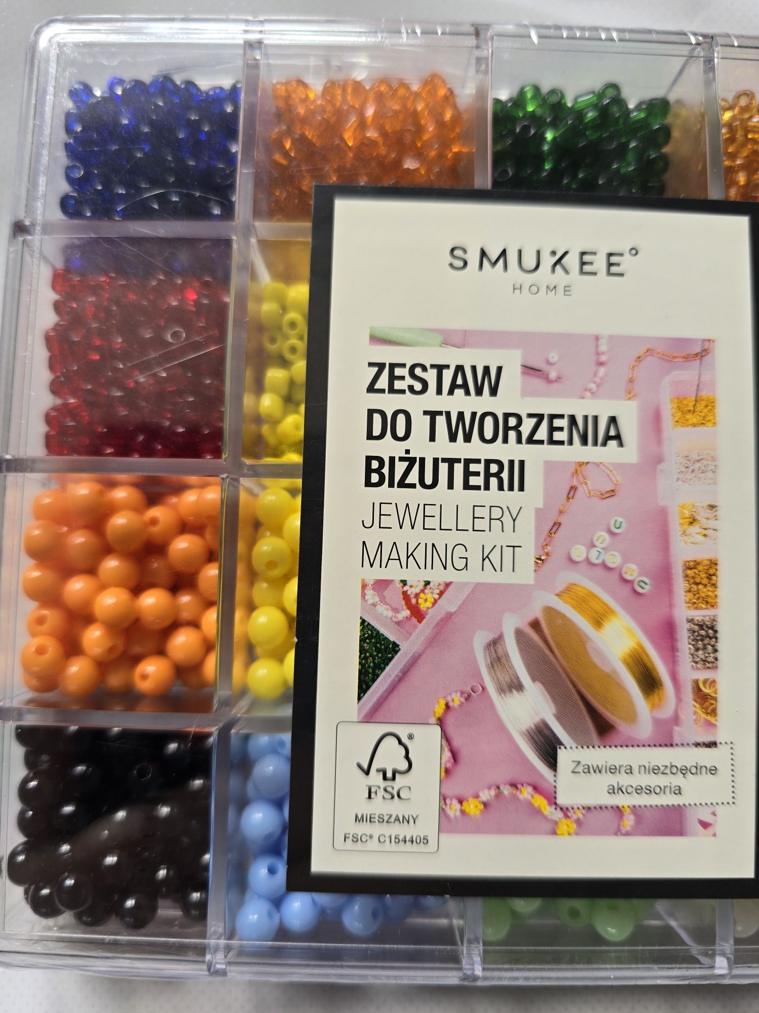 Koraliki do robienia biżuterii w pudełku + szczypce Nowe