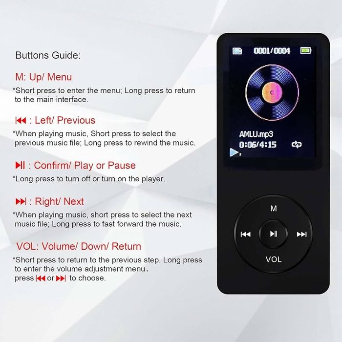 MP3/MP4 плеєр з кольоровим екраном і картою пам’яті 32GB