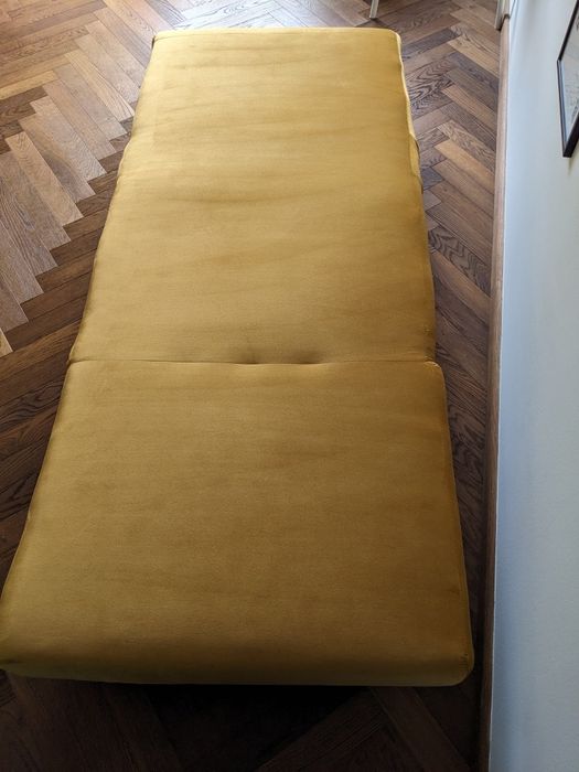 Rozkładany fotel łóżko leżanka musztardowy z funkcją spania