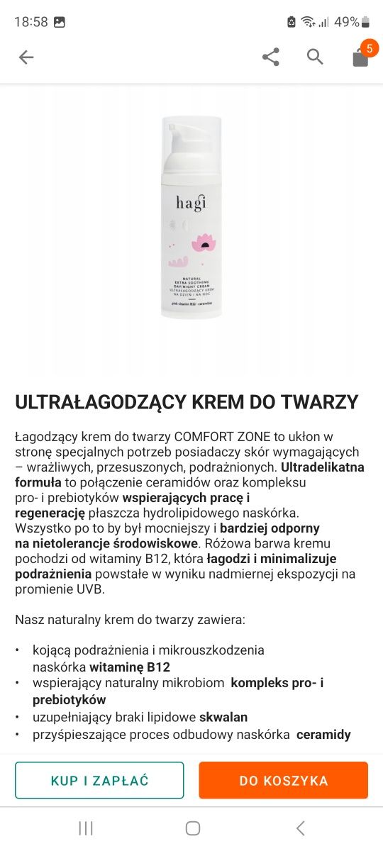 HAGI ultrałagodzący krem do twarzy