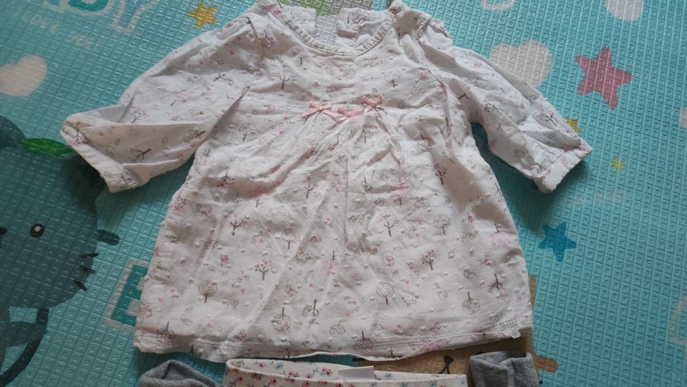 Komplecik spodnie +koszulka+skarpetki róż.62-68