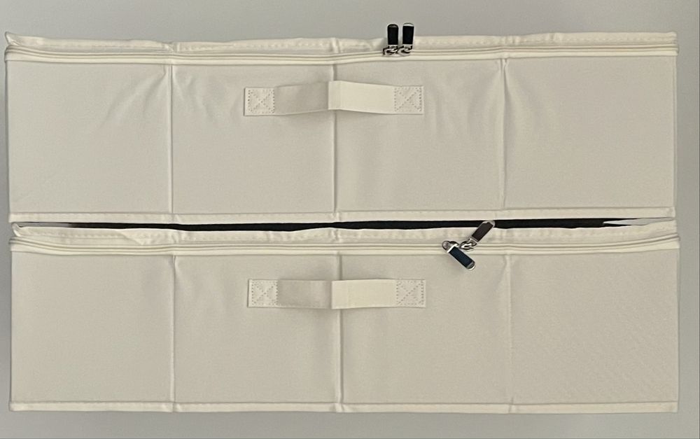 Zestaw 2 Pojemników YheenLf Pod Łóżko 60x30x15 cm Beżowy Zamek