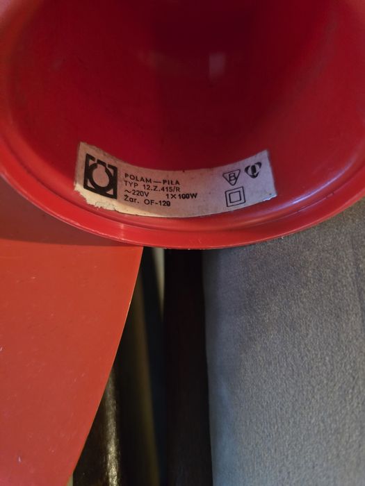 lampa wisząca pomarańczowa czerwona loft Polam 12.Z.415/R niekompletna