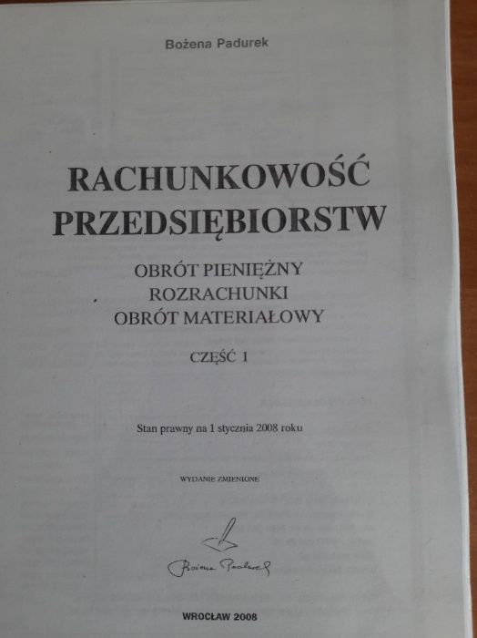 Bożena Padurek, "Rachunkowość przedsiębiorstw cz. I i II"
