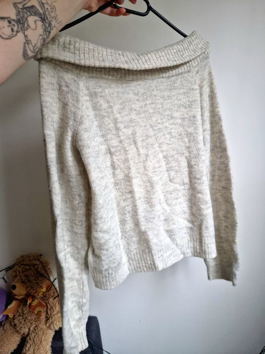 Sweter na ramiona, odkryte ramiona, h&m, szary, 146-152 cm