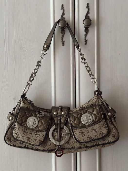 Torebka Guess vintage y2k beżowa z klamrą brąz