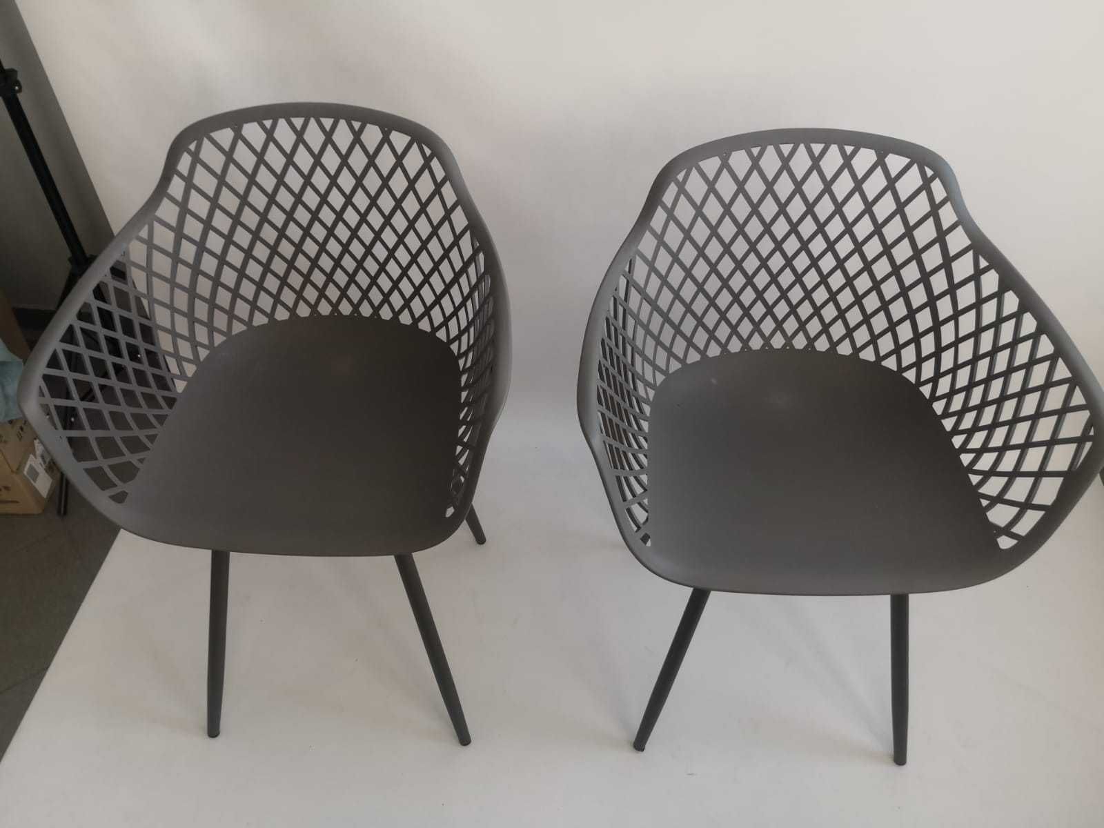 Krzesła ogrodowe zestaw 2 szt ażurowe szare krzesło