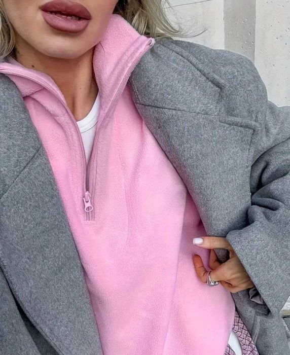 Стильна тепла кофта/фліска рожевого кольору
