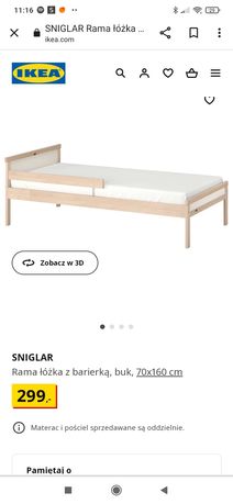 Łóżko Ikea 160x70, bez barierki