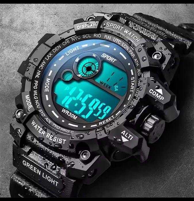 Zegarek elektroniczny czarny sportowy