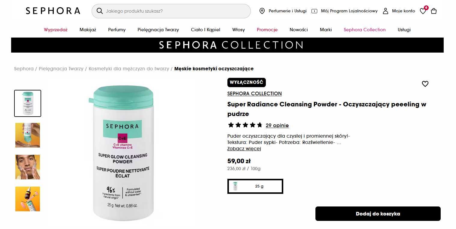 Super Radiance Cleansing Powder peeeling w pudrze Sephora prezent nowy