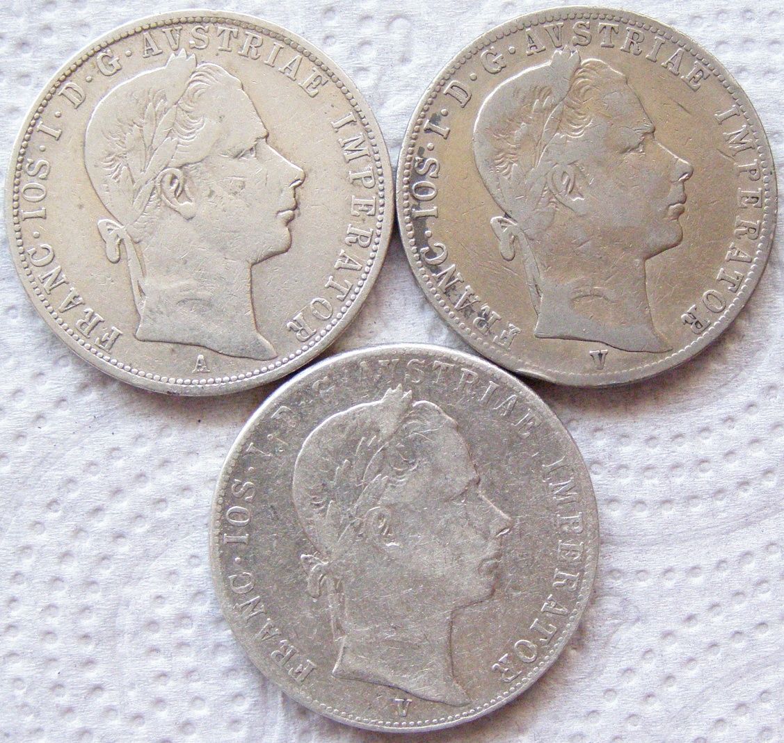 Monety Austro-Węgry floreny 1858,1873,1875,1877,1886 r.