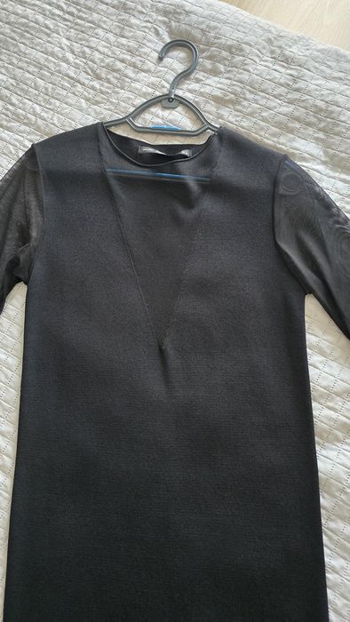 Zara sukienka czarna tiulowe rękawy L jak nowa