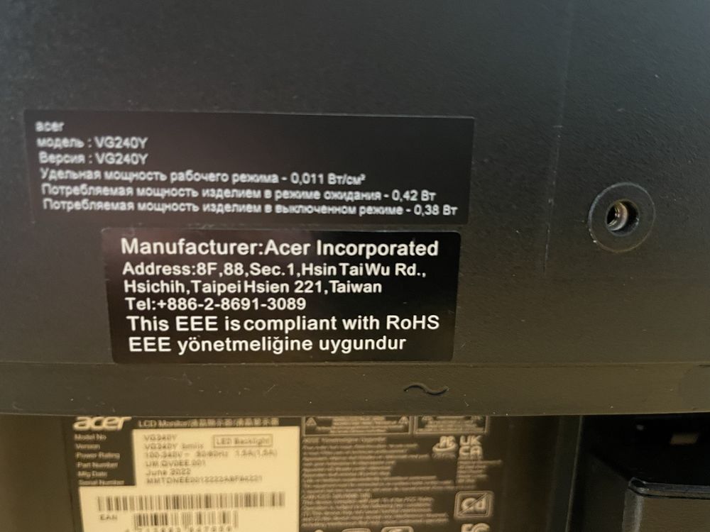 Monitor Acer Nitro VG240YBMIIX czarny 23,8”