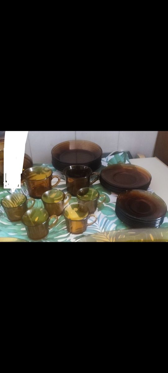 Conjunto de pirex castanho vintage - 28 peças