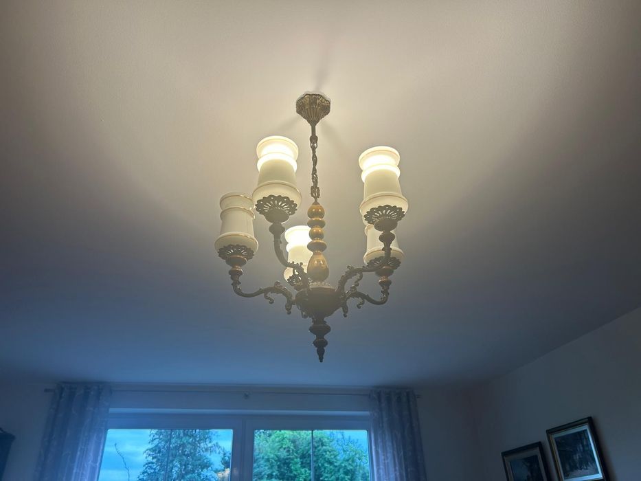 Żyrandol lampa z 5 szklanymi kloszami