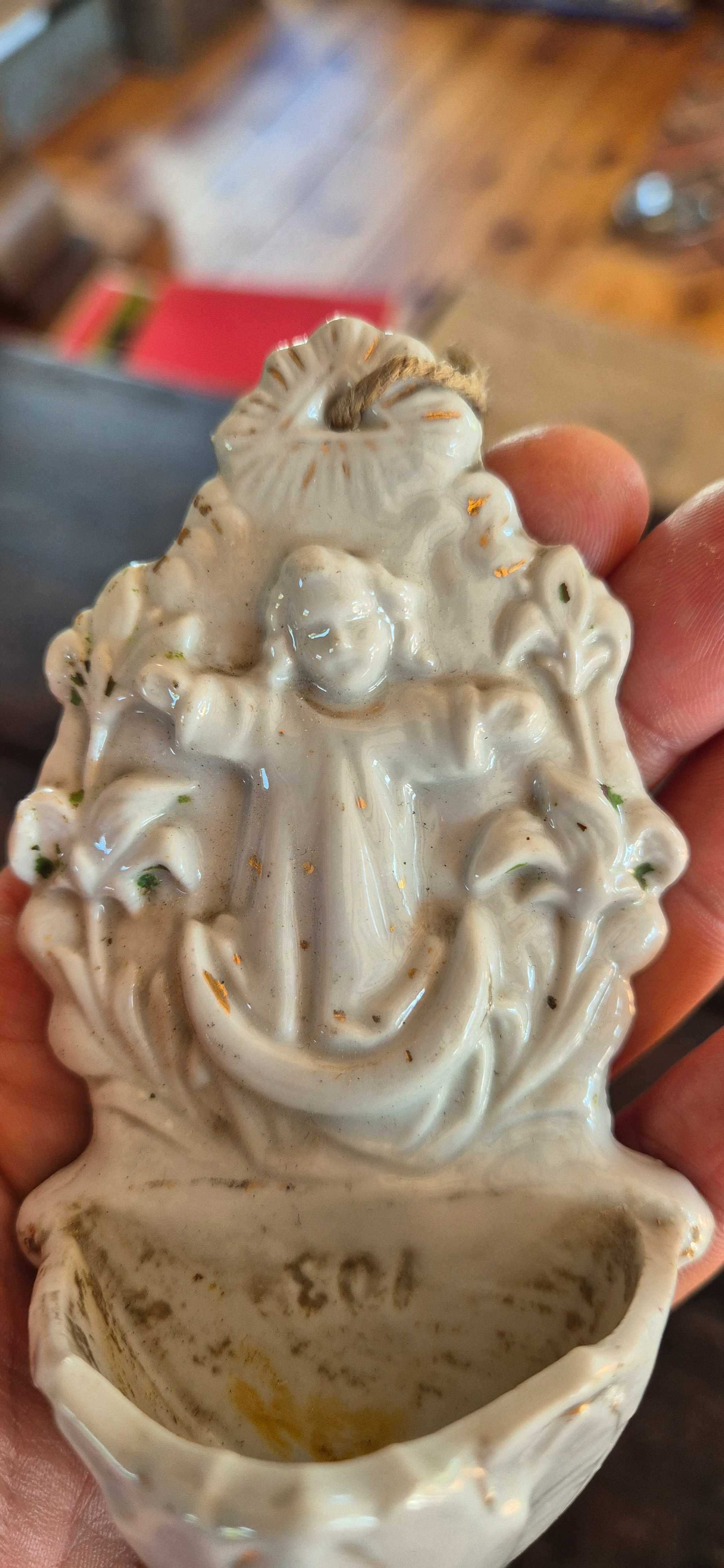 Stara antyczna porcelanowa kropielnica antyk zabytek