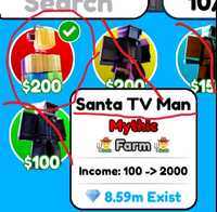 Santa TV Man Mythic Farm Roblox