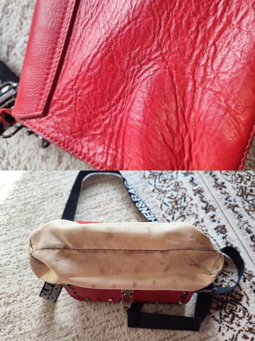Итальянская кожаная сумка красного цвета, кожа натуральная